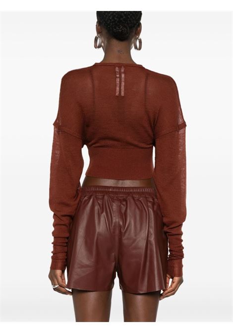 Brown fine-knit cropped jumper - women RICK OWENS | RO01D2686KM73